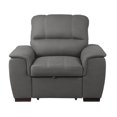 thumbnail image 2 of Benjara BM316729 38 in. Mindy Stitched Tufted Gray Microfiber & Black Chair with Pull Out Ottoman, 2 of 5