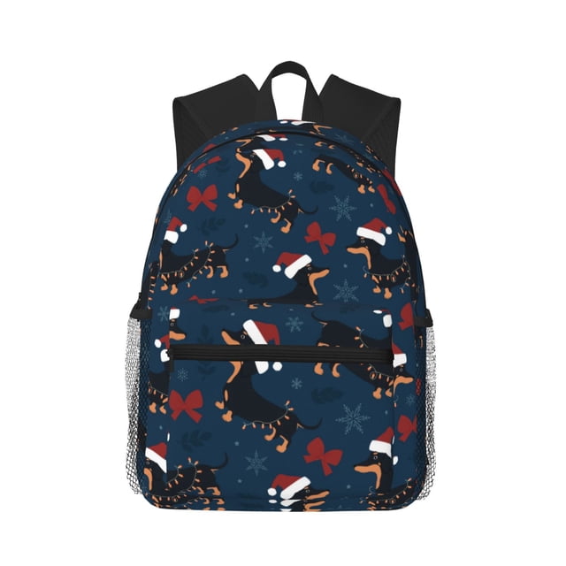 Easygdp Christmas Dachshund Mochila Casual para Portátil, Mochila para Escuela, Viajes, Negocios
