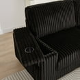 thumbnail image 6 of 110'' Oversized Corduroy Sectional Couch, L Shaped Corner Couch with Charge Station and Cup-holder, Deep Seat Comfy Upholstered Couches for Living Room, Not freely Combinable, Black, 6 of 9