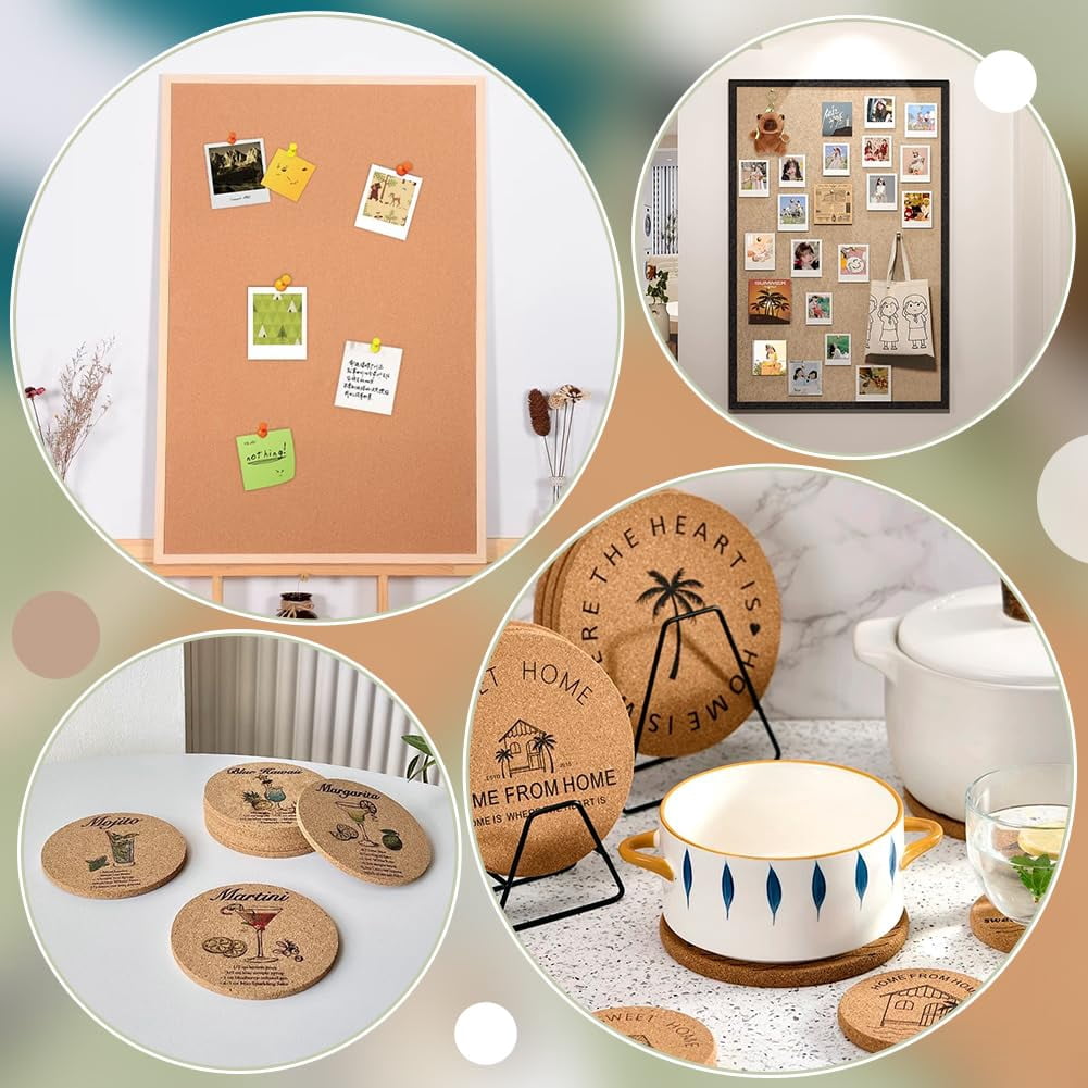 Self Adhesive Cork Roll Cork Shelf Liner forCoasters 1mm Thick Fabric Tape