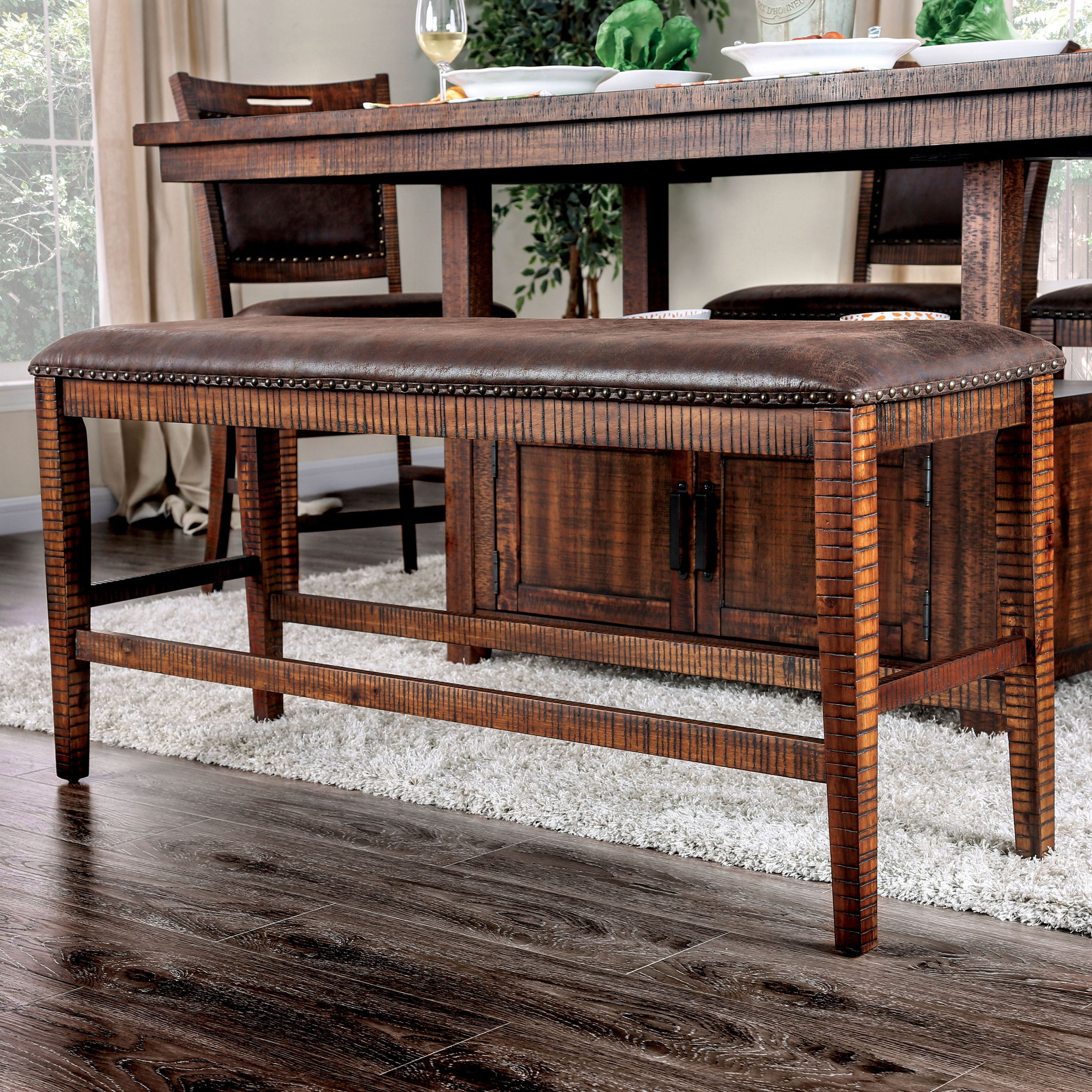 Furniture Of America Jaycee Rustic Padded Counter Height Bench Walnut furniture-of-america-jaycee-rustic-padded-counter-height-bench-walnut