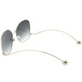 thumbnail image 4 of Women's Butterfly Sunglasses Thin Curved Metal Arms Ball Neutral Colored Flat Lens 63mm (Silver / Lavender), 4 of 4