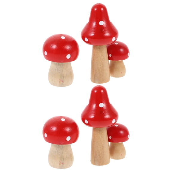 GOOHOCHY Adorable Red Plastic Mushroom Ornaments for Decor Safe Reusable 6pcs