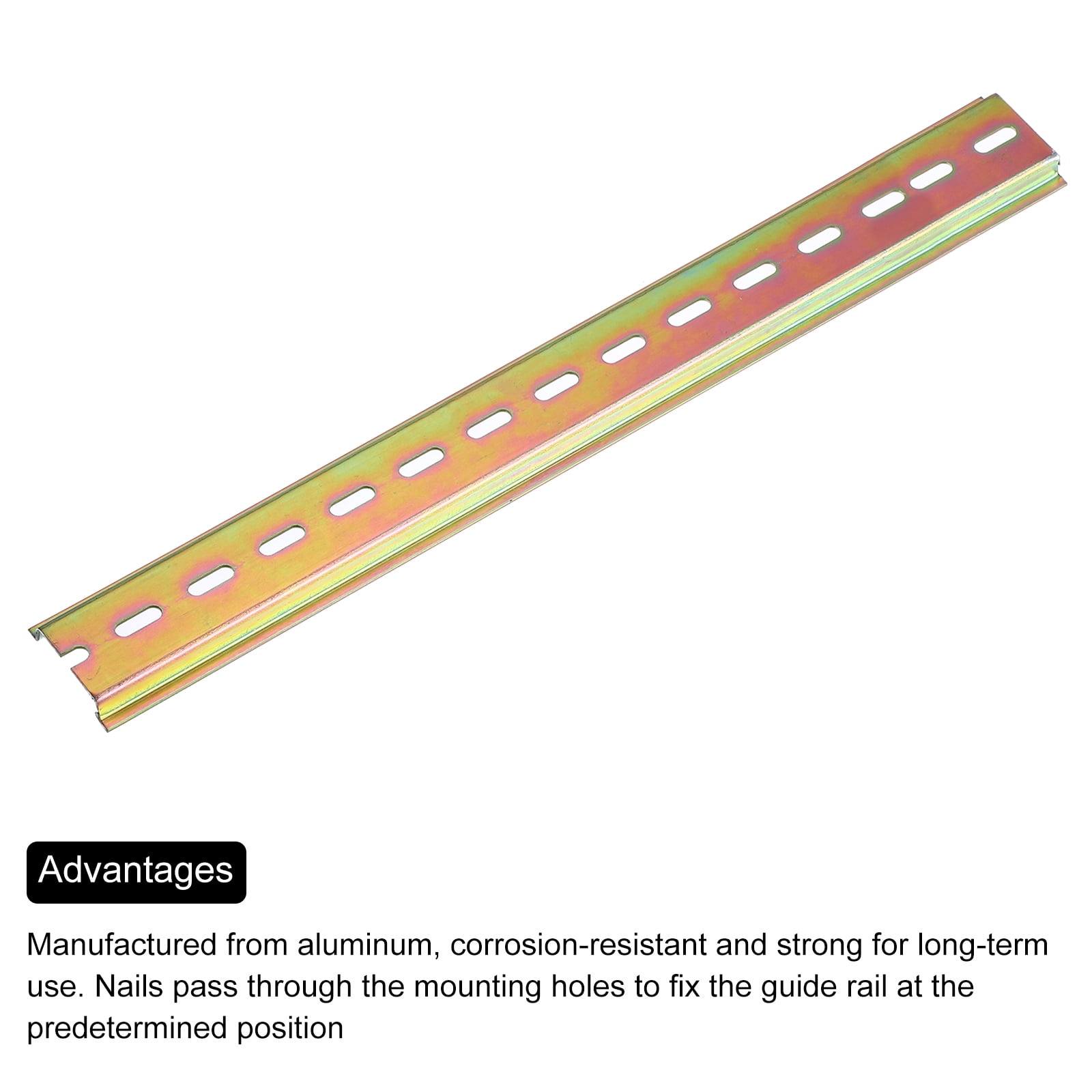 4 Pcs DIN Rail Slotted Iron Mounting Guide 12"(300mm) x 35mm x 7.5mm High Bronze Tone