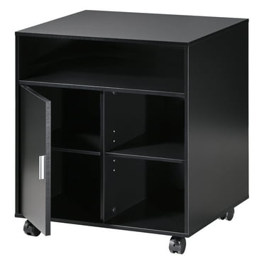 FITUEYES Mobile Printer Stand with Adjustable Shelf, Black
