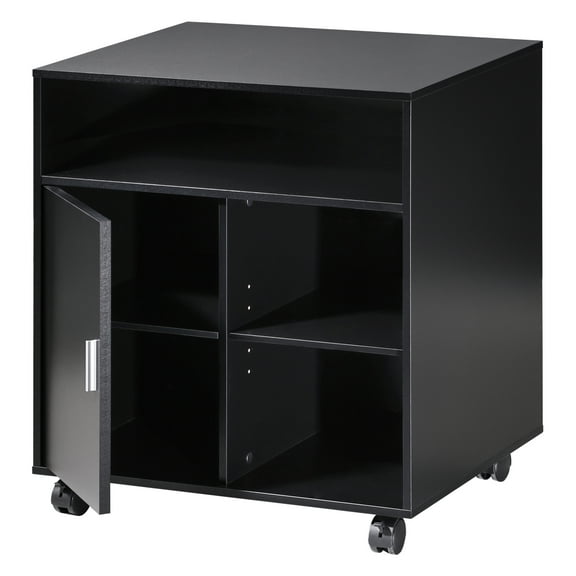 FITUEYES Mobile Printer Stand with Adjustable Shelf, Black