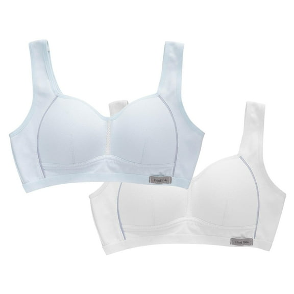 ZACPNCV 2PC Training Bras for Girls 8-15 with Adjustable Straps Tween Sports Seamless Bras with Breathable Removeable Pads Light Blue 12-13 Years