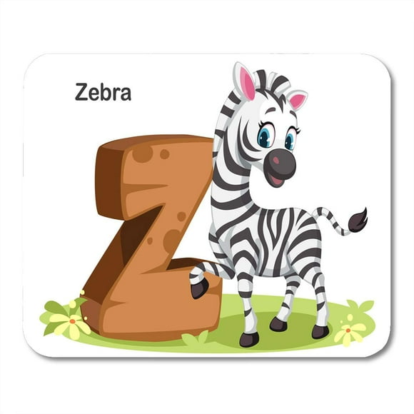 NUDECOR Brown ABC Black Cartoon Wooden Bold Alphabet Z for Zebra White Cute Colorful Character Mousepad Mouse Pad Mouse Mat 9x10 inch
