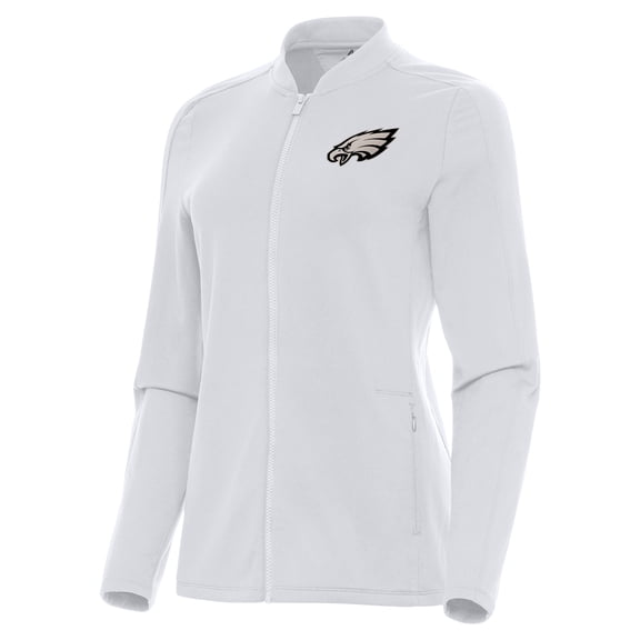 Women's Antigua  White Philadelphia Eagles Continual Full-Zip Jacket
