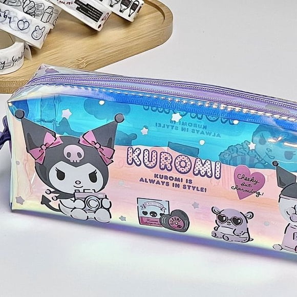 MINISO Sanrio Cinnamoroll Pencil Case Cute My Melody Kuromi Transparent Water Proof Pencil Case Study Cartoon Animation Gift