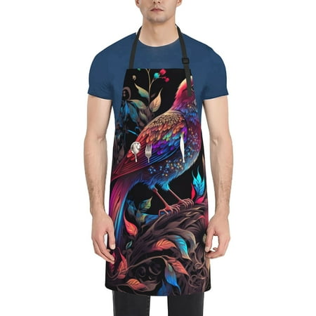 

Coaee Artistic Colorful Bird for Waterproof Apron for Unisex Adult with Adjustable Bib Apron