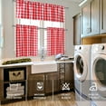 thumbnail image 6 of 3 Piece Semi Sheer Kitchen Curtains - Light Filtering Buffalo Plaid Tier and Valance Window Curtains Set, Red and White, 6 of 6
