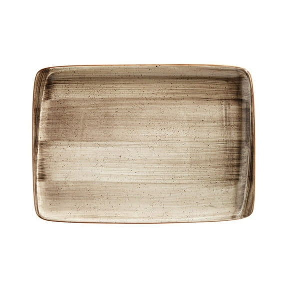 Terrain 14.25" x 10.25" x h:0.75" Rectangular Brown Porcelain Platter