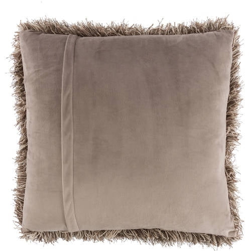18in. Plush Pillow – Luxury Square Accent Pillow Insert and Shag Glam Cover  Set – For Bedroom or Living Room by Lavish Home (Coffee)