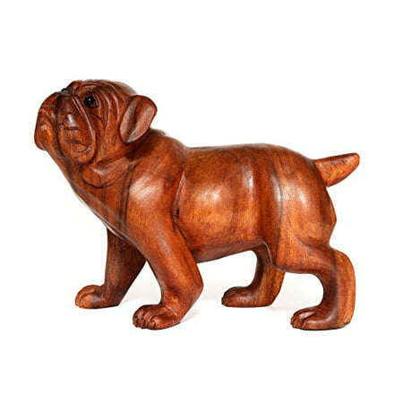 G6 Collection Wooden Hand Carved Walking English Bulldog Statue Figurine Sculpture Art Decorative Rustic Home Decor Accent Handmade Handcrafted Wood Decoration Gift Dog Artwork Large Canada - English Bulldog Home Decor
