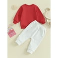 thumbnail image 4 of vera natura Baby 2Pcs Valentine’s Day Outfits Long Sleeve Sweatshirt + Solid Color Trousers Set Infant Clothes, 4 of 9