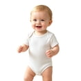 thumbnail image 5 of MEZZALL Child Boys Bodysuits Breathable Soft Short Sleeve Envelope Neck Baby Romper Solid Color Crew Neck Trendy Onesies, 5 of 5