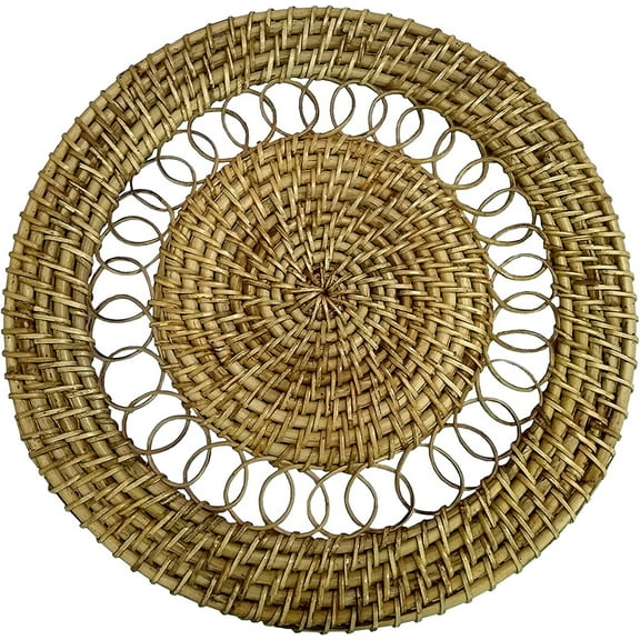 Rastogi Handicrafts Handmade Rattan Placemats Eco-Frindly Dining Table Wicker for Round Woven Placemats Size - 13" 1-Piece (LHD-1207)
