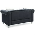 thumbnail image 3 of Raisa 60" Black Velvet 2-Seater Sofa with 2-Throw Pillow, 3 of 3