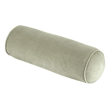 Nate Home by Nate Berkus Decorative Cotton Velvet Bolster Pillow | Soft Luxurious Modern Decor  Cushion for Couch  Chairs  or Bedroom from mDesign - Oblong Size 7  x 20   Lichen (Sage Green)