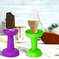 thumbnail image 3 of ABCISI 2 Pcs ice Cream Holder for Kids, Reusable No Drip Popsicle Holder, No Freeze Ice Popsicle Holders, Washable Ice Cream Cone Holder for Girls Boys (Purple, Green), 3 of 7