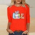 thumbnail image 1 of Xihbxyly Hauts Grande Taille pour Femmes Manches 3/4 T-shirt Imprimé Col Rond de Pâques Manches 3/4 Chandail Col Rond Cadeau de Vacances, 1 of 5