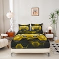thumbnail image 5 of Erosebridal Vintage Gamepad Bed Sheets Set Twin Size, Yellow Bed Sheets Twin, Honeycomb Geometry Decor 3pcs, 5 of 6