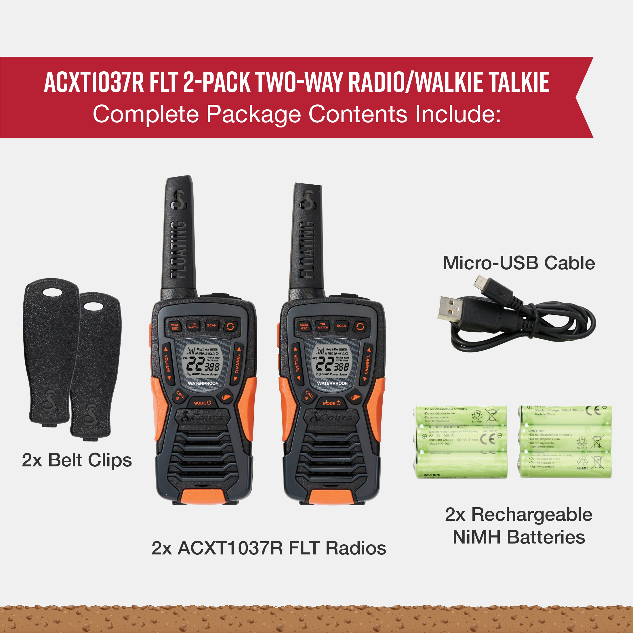 Cobra ACXT1037R FLT Floating Waterproof Walkie Talkies, 2-Pack photo 6