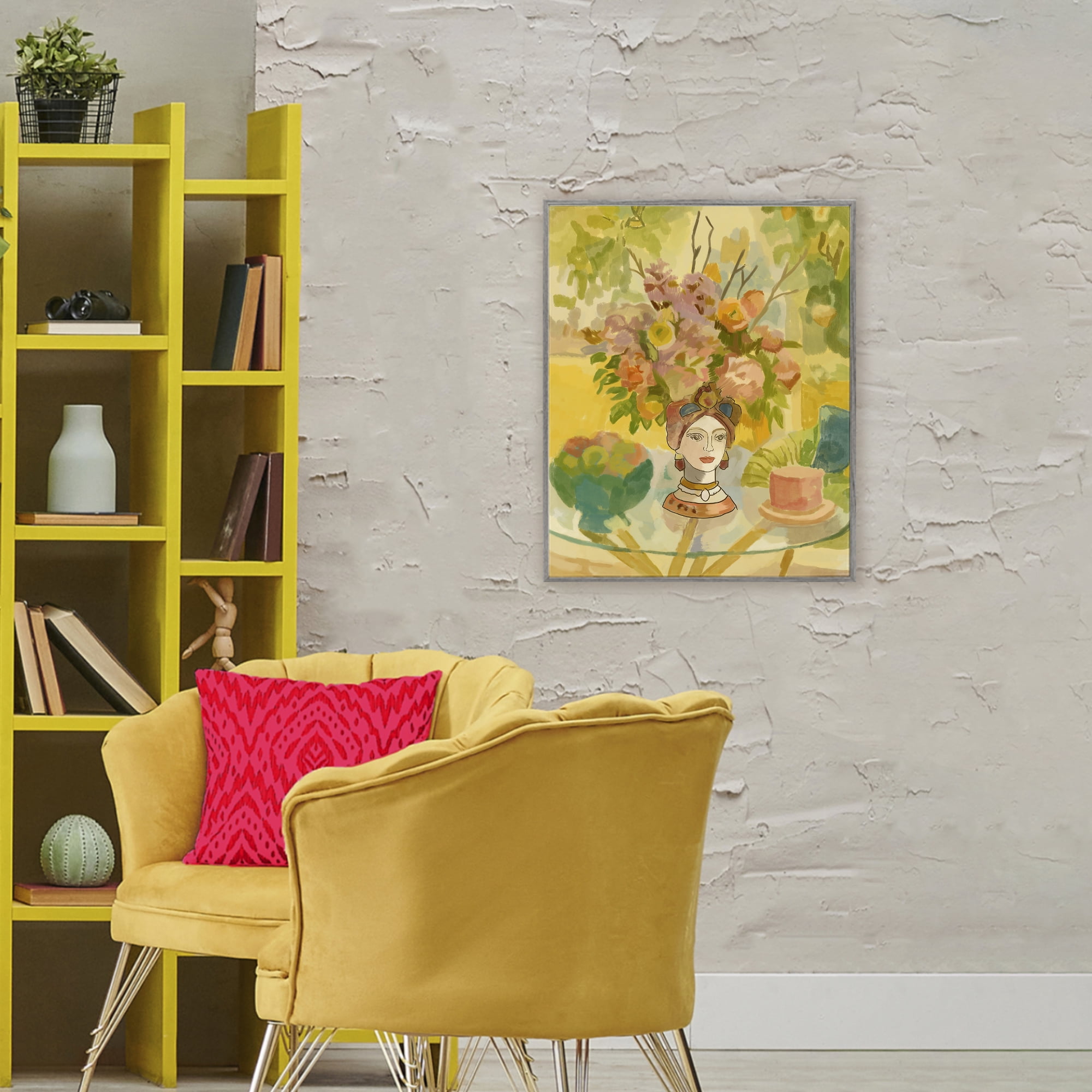 Stupell Industries Flower Head Vase Gray Framed Giclee Art, design by Amelia Noyes