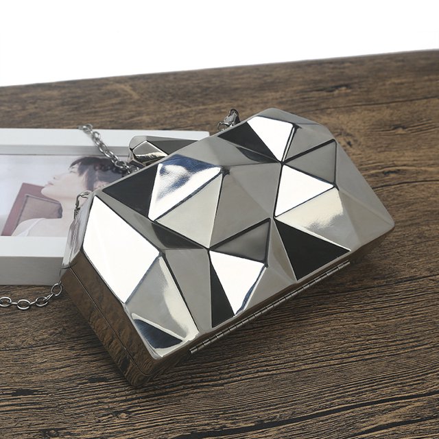 Bolso de mano para mujer de estilo coreano, caja de hierro con diamantes, bolso de comida, bolso de cadena irregular, bolso de comida de metal