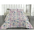thumbnail image 2 of Ambesonne Flowers Boho Quilted Bedspread Set 3 Pcs, Meadow Hibiscus Art, King, Pale Pink Pale Azure Blue, 2 of 4