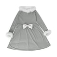thumbnail image 4 of XXWXYD Girls Princess Plush Dress Cute Bow Long Sleeve High Waist A Line Swing Dresses Fall Winter Warm Cozy Kids 5-14 Years Par𝗍y Holiday Formal Fancy Christmas Birthday, 4 of 5