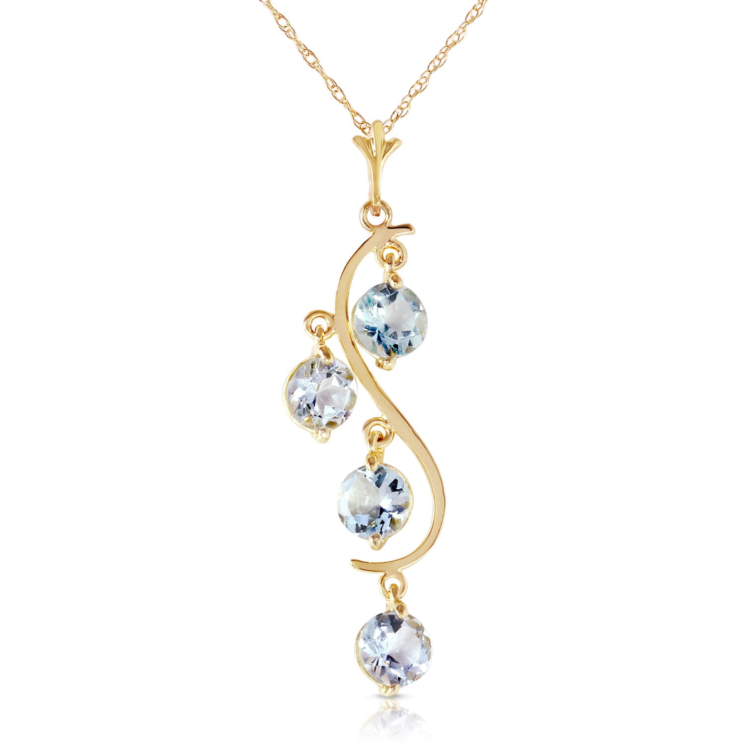 Galaxy Gold 14K Solid Gold Natural Aquamarine Pendant Necklace for Women - Yellow Gold Fine Jewelry