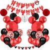 Mickey and Minnie Themed Party Supplies Red and Black Minnie Garland Balloons Happy Birthday Banner for Boys Girls Birthday Baby Shower