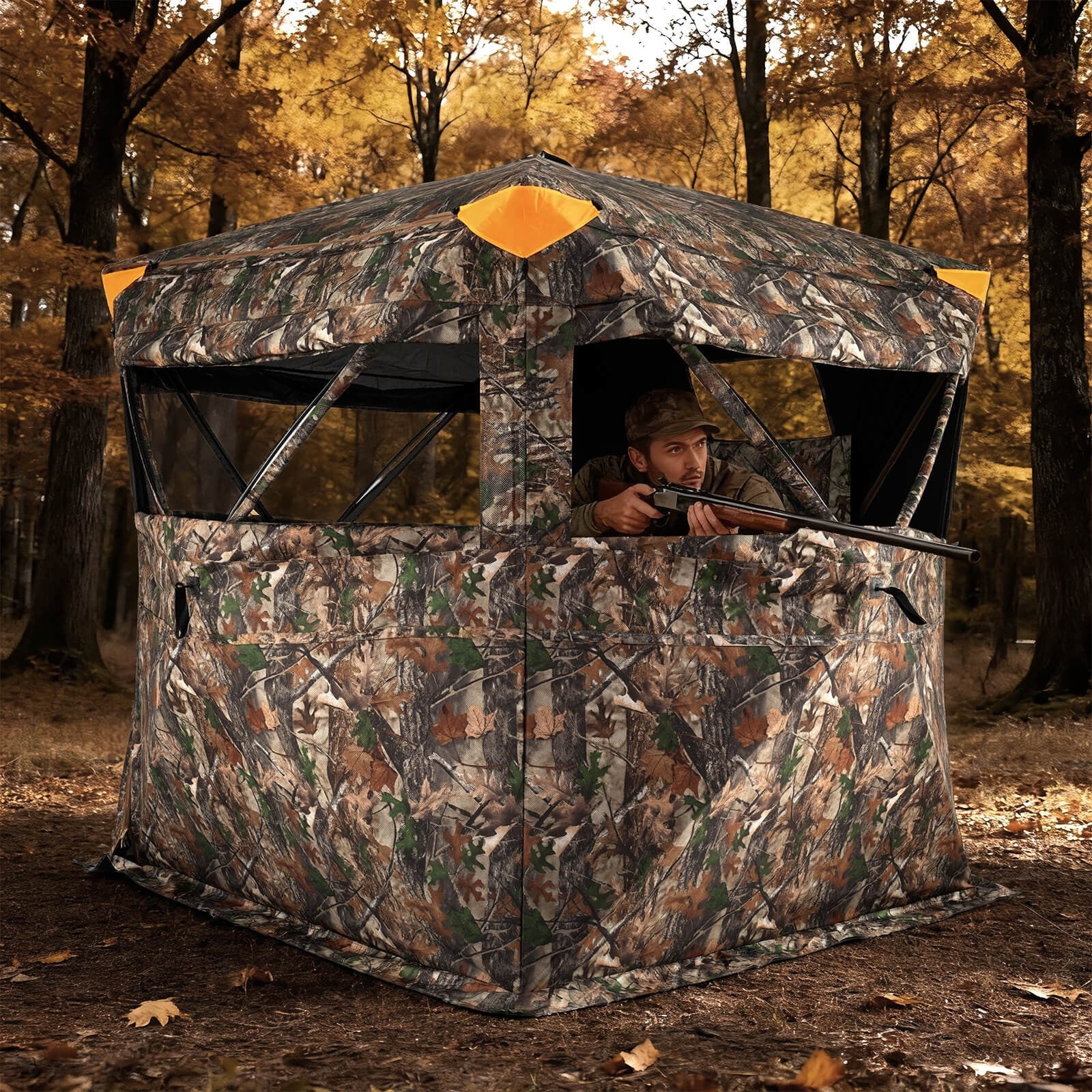 Exdeerjoy Hunting Blind 270° Silent See-Through w/90° Full-Open Swing Door Sliding Windows