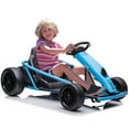 thumbnail image 7 of Simzone Go Kart for Kids 24V Battery 300WX2 Motors Pedal On Foot Go Cart 8MPH High Speed Drifting Car with Slow Start Function Music Elastic Durable Tires, Blue, 7 of 7