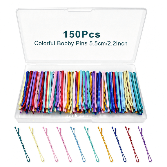 BZCOE 150 Pcs 2.2 " Mix Colorful Bobby Pin for Girls Women,Hair Pins with Cute Box,Colored Bobby Pins for Hair,Bobby Hair Pins Great for All Hair Types
