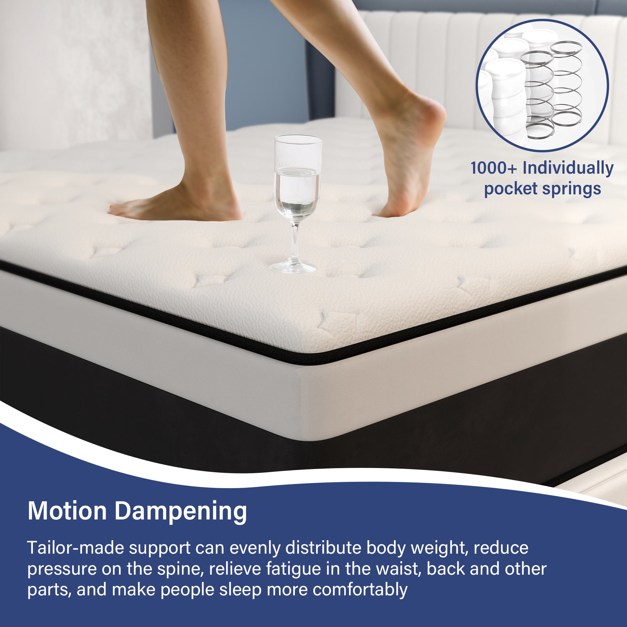 Mulinature 14 inch King Mattress in a Box, Gel Memory Foam and Pocket Spring Hybrid Mattress