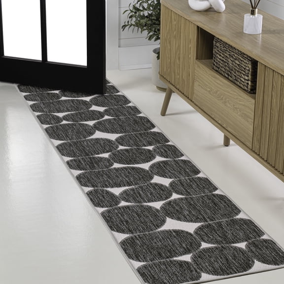 JONATHAN Y TUSCAN SUN 2 x 8 Runner Rug, Rayna Geometric Organic Shapes - Black/Cream, TSN305A-28
