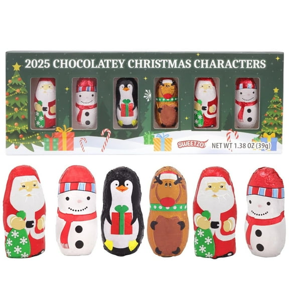 Chocolatey Christmas Characters, Stocking Stuffers, Individually Wrapped, 6 Pieces Inside, 1.38 Ounces