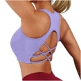 thumbnail image 5 of Womens Racerback Sports Bra with Removable Pads Cross Back Strappy Yoga Bra Medium Support Padded Athletic Workout Crop Top for Gym Running, 5 of 6