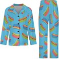 thumbnail image 4 of Top-kevin Womens Pajamas Set Hearts Leopard Lips Pattern Soft Long Sleeve Sleepwear Button Down Sets, 4 of 6