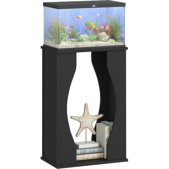 10-Gallon Aquarium Stand, 2-Tier Fish Stand, Modern Black