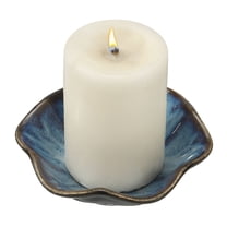 Uxcell Candle Holder Plates, 4 Inch Ceramic Candle Tray Tealight Incense Holder Dish Candlestick for Tea Light Aromatherapy Wedding Rustic Vintage Home Decor, Lotus Leaf Dark Blue