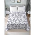 thumbnail image 2 of Twin XL Size Flat Sheet Only, Haze Blue Flower Soft Brushed Microfiber Bed Sheets, Vintage Farmhouse Boho Leaf Plant Hotel Quality Breathable Bedding Top Sheet, Easy Care, 66"x102", 2 of 9