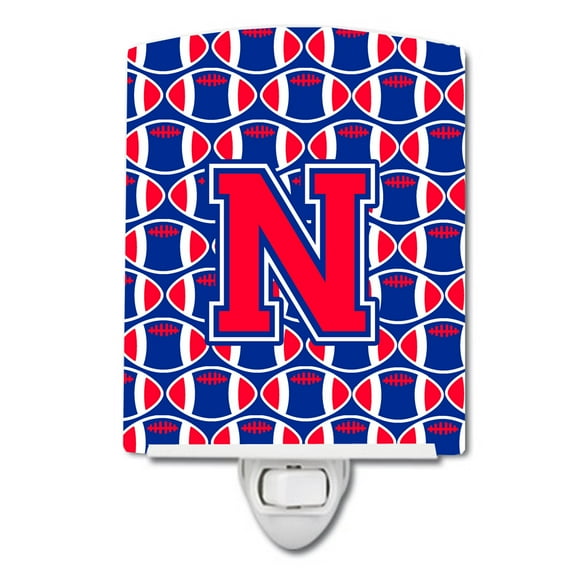 Caroline's Treasures CJ1076-NCNL Letter N Football Harvard Crimson and Yale Blue Ceramic Night Light, 6x4x3", multicolor