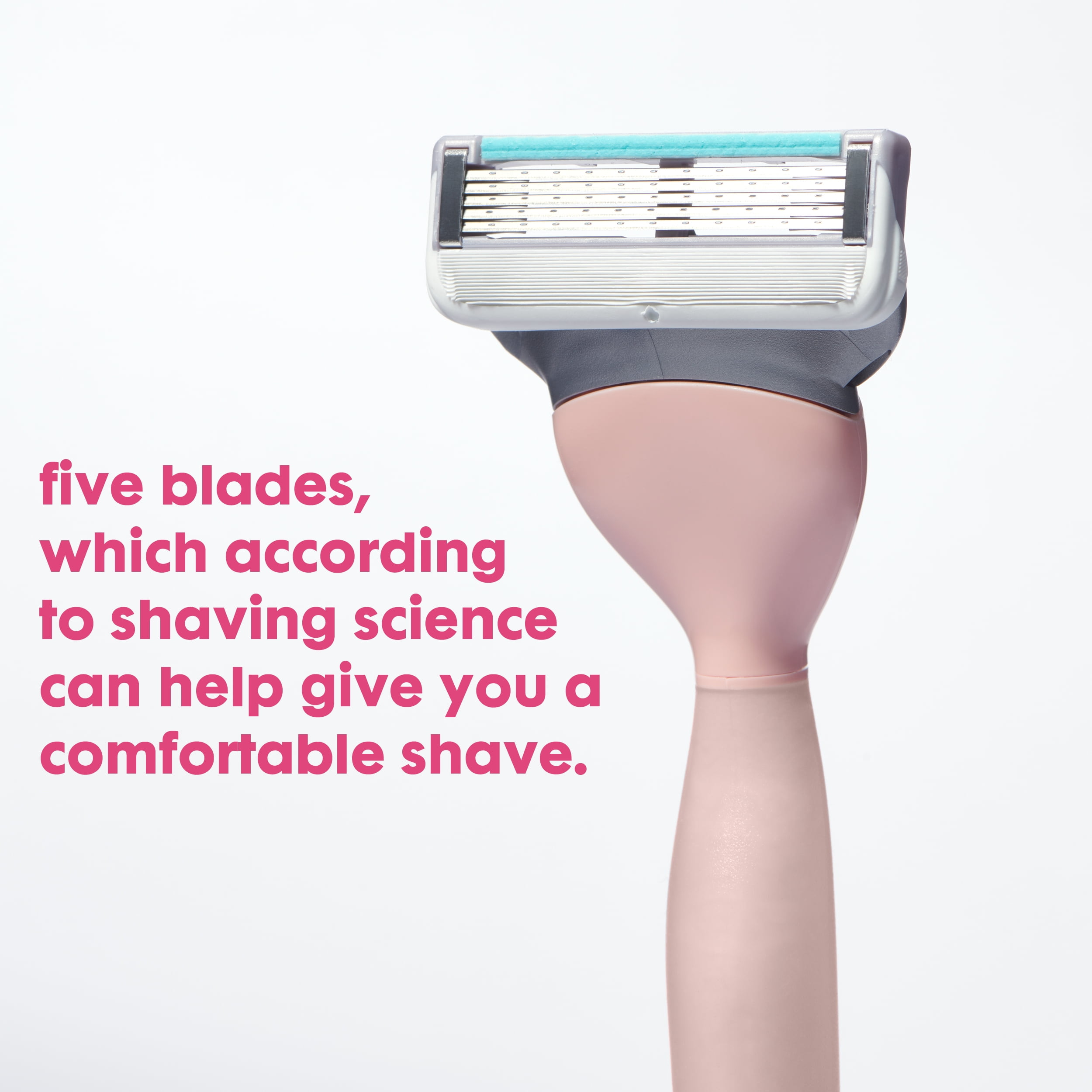 joy pink razor for women, shave kit with 1 handle + 8 razor blade refills