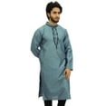 thumbnail image 2 of Atasi Part Wear Men's Long Dupion Band Collar Gray Shirt Tunic-Small, 2 of 8