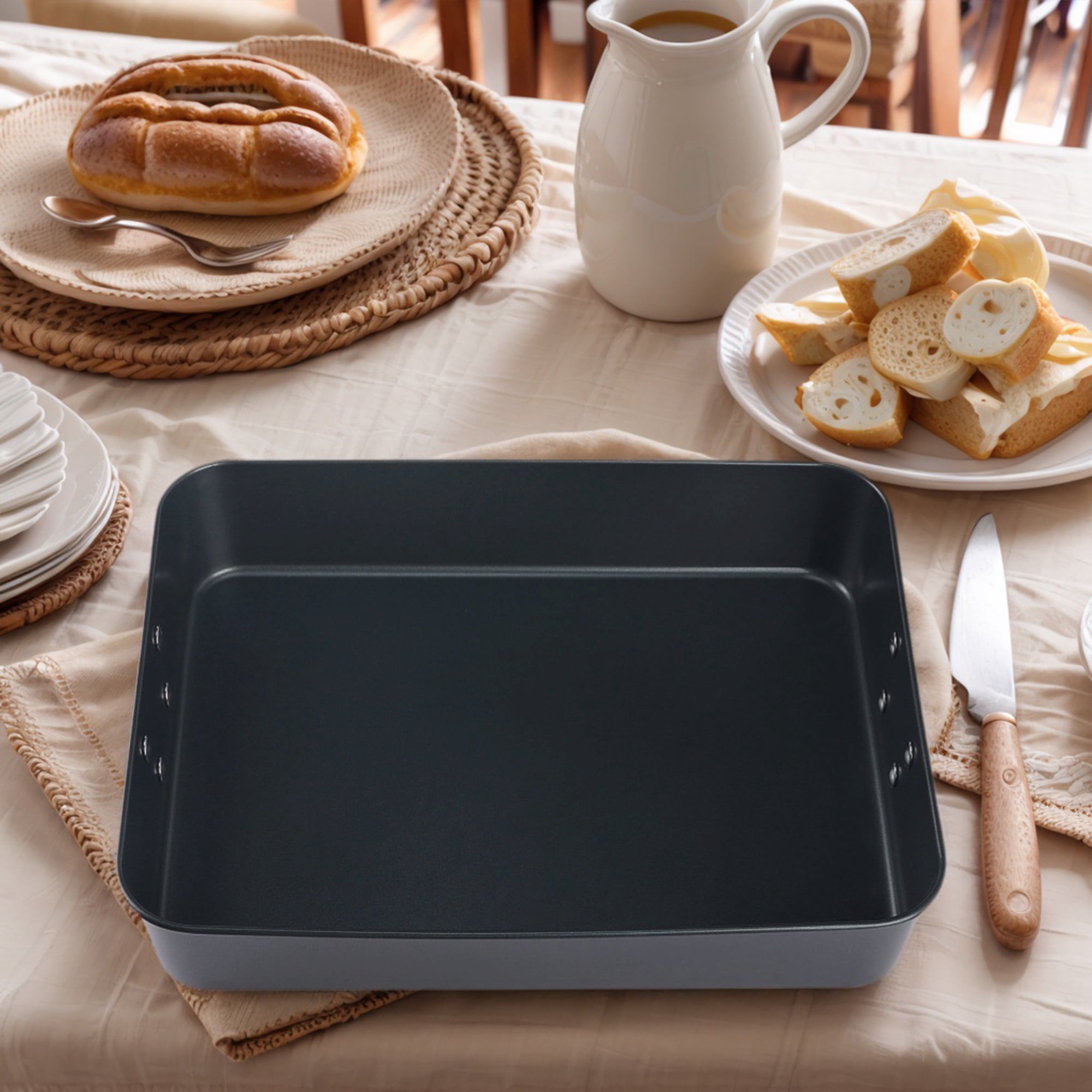 Unique Bargains Nonstick Baking Sheet Pan Black 13.7*10.8*2.6in