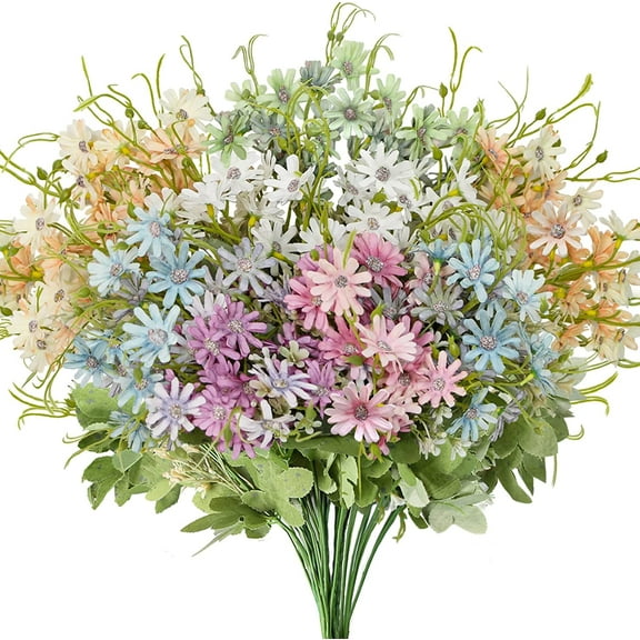 Morttic 9 Pcs Fake Flowers Outdoor Artificial Wildflowers Daisy Bundle UV Resistant Silk Colorful Wild Flower Faux Plants Bouquets Bulk Plastic Greenery for Decoration Home Decor